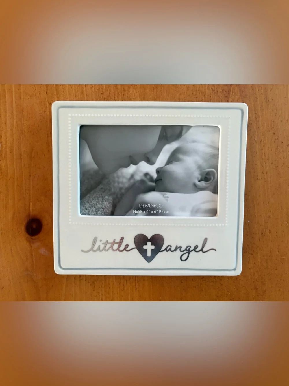 Demdaco White Little Angel Photo Frame with Heart Cross Accent
